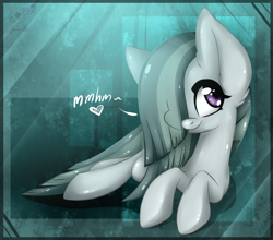 Size: 1174x1033 | Tagged: safe, artist:bloody-pink, marble pie, pony, cute, hair over one eye, heart eyes, prone, solo, wingding eyes