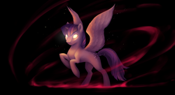 Size: 1280x698 | Tagged: safe, artist:larest, twilight sparkle, twilight sparkle (alicorn), alicorn, pony, black background, glowing eyes, simple background, solo