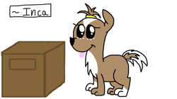 Size: 1920x1080 | Tagged: safe, artist:cherry1cupcake, derpibooru import, oc, oc:inca, dog, box, coat markings, solo, stray, tongue out