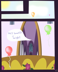 Size: 2500x3070 | Tagged: safe, artist:mayflower-mlp, derpibooru import, comic:growing pains, balloon, comic, implied twilight sparkle