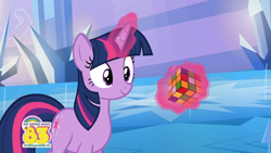 Size: 1280x720 | Tagged: safe, derpibooru import, screencap, twilight sparkle, unicorn twilight, unicorn, 1983, official, rubik's cube, youtube link