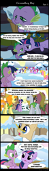 Size: 640x2220 | Tagged: safe, artist:bredgroup, edit, edited screencap, screencap, mayor mare, spike, twilight sparkle, dragon, comic:groundhog day, winter wrap up, comic, groundhog day, screencap comic