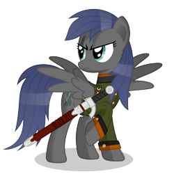 Size: 6500x6500 | Tagged: safe, artist:dolphinfox, oc, oc only, oc:silvia rhea wing, pegasus, pony, 2013, absurd resolution, cutie mark, officer, scar, simple background, solo, sword, transparent background, vector, weapon