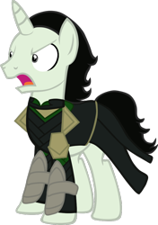 Size: 924x1312 | Tagged: safe, artist:theeditormlp, derpibooru import, pony, unicorn, clothes, loki, male, ponified, simple background, solo, stallion, transparent background, vector