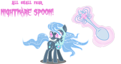 Size: 6000x3159 | Tagged: safe, artist:orin331, silver spoon, earth pony, pony, absurd resolution, alternate universe, corrupted, evil grin, female, grin, magic, mare, nightmare spoon, nightmarified, simple background, smiling, solo, spoon, transparent background