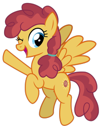 Size: 3200x4000 | Tagged: safe, artist:cheezedoodle96, derpibooru import, sunny delivery, pegasus, pony, the break up breakdown, .svg available, background pony, female, flying, looking at you, mare, one eye closed, simple background, smiling, solo, svg, transparent background, vector, waving, wink