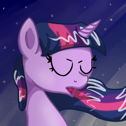 Size: 512x512 | Tagged: safe, artist:epiclunadragon, twilight sparkle, pony, eyes closed, female, mare, open mouth, solo