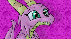 Size: 915x504 | Tagged: safe, artist:mojo1985, derpibooru import, scales (character), dragon, the hearth's warming club, abstract background, dragoness, female, pink background, simple background, solo
