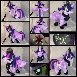 Size: 2048x2048 | Tagged: safe, artist:rubiowolf, twilight sparkle, twilight sparkle (alicorn), alicorn, pony, big crown thingy, corrupted, corrupted twilight sparkle, dark magic, glow in the dark, irl, jewelry, magic, photo, plushie, regalia, solo, sombra eyes