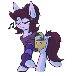 Size: 850x880 | Tagged: safe, artist:lux, derpibooru import, oc, oc only, oc:pillow case, pegasus, pony, animated, animated png, clothes, eyes closed, female, frame by frame, hoodie, mare, music, music notes, saddle bag, simple background, smiling, solo, super nintendo, transparent background, walk cycle, walking, walkman