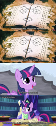 Size: 850x1912 | Tagged: safe, edit, edited screencap, screencap, twilight sparkle, twilight sparkle (alicorn), alicorn, pony, book, crossover, cruel and unusual punishment, diamond is unbreakable, enigma, inanimate tf, jojo's bizarre adventure, screencap comic, spoilers for another series, terunosuke miyamoto, transformation, transmutation