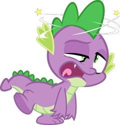 Size: 5341x5554 | Tagged: safe, artist:jhayarr23, derpibooru import, spike, dragon, the break up breakdown, absurd resolution, circling stars, dazed, dizzy, male, open mouth, simple background, transparent background, vector