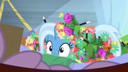 Size: 1280x720 | Tagged: safe, derpibooru import, screencap, pony, unicorn, road to friendship, cute, diatrixes, female, flower, hammock, mare, solo focus