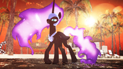 Size: 1920x1080 | Tagged: safe, artist:feuerrader-nmm, derpibooru import, nightmare moon, pony, 3d, beach, mmd, solo