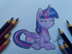 Size: 4128x3096 | Tagged: safe, artist:ironbeastz, derpibooru import, twilight sparkle, twilight sparkle (alicorn), alicorn, pony, pencil, prone, solo, traditional art