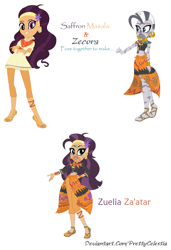 Size: 914x1336 | Tagged: safe, artist:prettycelestia, derpibooru import, saffron masala, zecora, equestria girls, equestria girls-ified, fusion