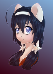 Size: 1708x2356 | Tagged: safe, artist:tigra0118, derpibooru import, pony, anime, art, bungou stray dogs, bust, crossover, female, kyouka izumi, my little pony, ponified, portrait, solo