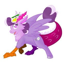 Size: 1024x1024 | Tagged: safe, artist:usagi-zakura, screwball, draconequus, draconequified, simple background, solo, species swap, transparent background