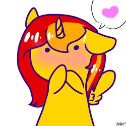 Size: 768x768 | Tagged: safe, artist:parn, derpibooru import, oc, oc:princess parn, alicorn, pony, alicorn oc, cute, funny face, heart, pictogram, shy