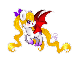 Size: 1998x1506 | Tagged: safe, artist:hanaty, derpibooru import, oc, oc only, oc:yui chisaki, bat pony, pony, vampire, vampony, bat pony oc, cute, female, flying, mare, on back, outline, pigtails, simple background, solo, transparent background, tsundere, twintails