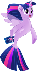 Size: 1619x3120 | Tagged: safe, artist:infinitewarlock, twilight sparkle, twilight sparkle (alicorn), alicorn, pony, seapony (g4), my little pony: the movie, cute, female, fin wings, mare, open mouth, seaponified, seapony twilight, simple background, solo, species swap, transparent background, underhoof, vector