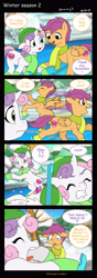 Size: 1955x5527 | Tagged: safe, artist:jeremy3, scootaloo, sweetie belle, pony, comic:winter season, absurd resolution, clothes, comic, hat, ice skating, scarf, winter outfit