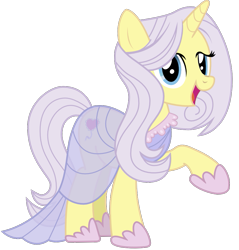 Size: 863x904 | Tagged: safe, artist:sonofaskywalker, lily lace, pony, unicorn, honest apple, beautiful, clothes, dress, female, looking at you, mare, raised hoof, see-through, simple background, solo, transparent background, vector
