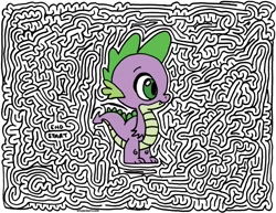 Size: 906x700 | Tagged: safe, artist:ericjeckert, spike, dragon, maze, solo