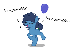 Size: 1700x1160 | Tagged: safe, artist:firefall-mlp, oc, oc only, oc:blimp, earth pony, pony, balloon, female, filly, freckles, simple background, singing, solo, transparent background