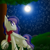 Size: 1080x1080 | Tagged: safe, artist:aislynndavis, derpibooru import, oc, oc only, oc:lilith kamaria, pegasus, pony, clothes, female, mare, moon, scarf, smiling, stars, tree, unshorn fetlocks