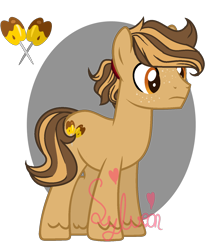 Size: 1342x1539 | Tagged: safe, artist:sylveontriestodraw, derpibooru import, oc, oc only, oc:golden caramel, earth pony, pony, male, offspring, parent:applejack, parent:caramel, parents:carajack, simple background, solo, stallion, transparent background