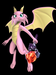 Size: 1500x2000 | Tagged: safe, artist:argos90, derpibooru exclusive, derpibooru import, scales (character), dragon, the hearth's warming club, 3d, black background, bloodstone scepter, dragon lord, dragoness, female, simple background