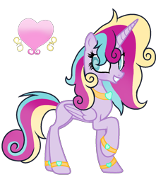 Size: 1226x1288 | Tagged: safe, artist:thesmall-artist, derpibooru import, oc, oc only, oc:crystal harmony, alicorn, pony, base used, female, jewelry, mare, necklace, offspring, parent:princess cadance, parent:shining armor, parents:shiningcadance, raised hoof, side view, simple background, solo, transparent background