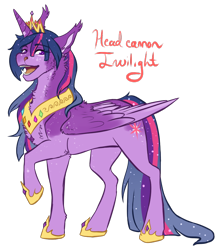 Size: 712x816 | Tagged: safe, artist:obscuredflower, derpibooru import, twilight sparkle, twilight sparkle (alicorn), alicorn, pony, collar, crown, cutie mark, ear fluff, female, freckles, horn, jewelry, mare, necklace, older, raised hoof, redesign, regalia, simple background, smiling, solo, transparent background, wings