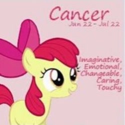 Size: 488x488 | Tagged: safe, artist:funfunland22, apple bloom, earth pony, pony, cancer (horoscope), female, filly, needs more jpeg, simple background, solo, zodiac