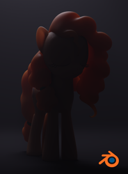 Size: 1508x2048 | Tagged: safe, artist:therealdjthed, pear butter, earth pony, pony, the perfect pear, 3d, 3d model, black background, blender, cycles, cycles render, female, mare, model:djthed, silhouette, simple background, solo, subsurface scattering