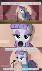 Size: 1280x2160 | Tagged: safe, derpibooru import, edit, edited screencap, screencap, maud pie, earth pony, pony, the maud couple, alek minkassian, comic, current events, elliot rodger, female, incel, mare, maud the comedian, microphone, murder, screencap comic, solo, stage, stand-up comedy, toronto, virgin