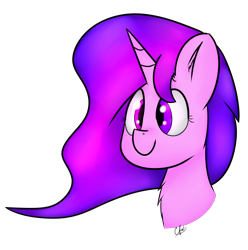 Size: 2000x2017 | Tagged: safe, artist:seafooddinner, oc, oc only, oc:lullaby trace, pony, unicorn, bust, chest fluff, cute, dichromatic, female, mare, shading, simple background, smiling, solo, transparent background