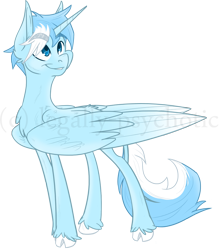 Size: 1254x1413 | Tagged: safe, artist:legally-psychotic, oc, oc only, alicorn, classical unicorn, pony, cloven hooves, impossibly large wings, large wings, leonine tail, male, simple background, solo, stallion, transparent background, unshorn fetlocks, watermark, wings