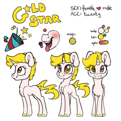 Size: 2000x2000 | Tagged: safe, artist:spoopygander, derpibooru import, oc, oc only, oc:gold star, female, mare, mawshot, open mouth, reference sheet