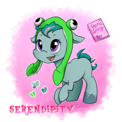 Size: 1024x1024 | Tagged: safe, artist:midnightpremiere, oc, oc only, oc:serendipity, cute, diary, female, filly, reference sheet, solo