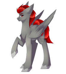 Size: 1024x1152 | Tagged: safe, artist:pinkxei, oc, oc only, oc:cloud charger, pegasus, pony, male, raised hoof, simple background, solo, stallion, transparent background