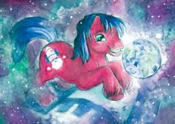 Size: 540x383 | Tagged: safe, artist:annapommes, derpibooru import, pony, g1, baby countdown, baby pony, countdownbetes, cute, playtime baby brother pony, solo