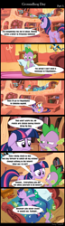 Size: 640x2220 | Tagged: safe, artist:bredgroup, edit, edited screencap, screencap, spike, twilight sparkle, dragon, comic:groundhog day, winter wrap up, alcohol, comic, groundhog day, screencap comic