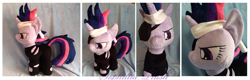 Size: 3079x988 | Tagged: safe, artist:sophillia, twilight sparkle, eyepatch, future twilight, headband, irl, photo, plushie, solo