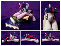 Size: 1600x1200 | Tagged: safe, artist:equinepalette, twilight sparkle, twilight sparkle (alicorn), alicorn, pony, beanie (plushie), book, irl, photo, plushie, prone, solo