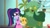 Size: 1280x720 | Tagged: safe, derpibooru import, screencap, sci-twi, twilight sparkle, better together, equestria girls, my little shop of horrors, apron, bowtie, celestia's house, clothes, geode of telekinesis, glasses, gloves, magical geodes, plant, ponytail, scared, singing, watering can