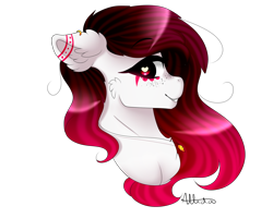 Size: 2000x1600 | Tagged: safe, artist:skimea, oc, oc only, oc:broken, earth pony, pony, bust, ear piercing, earring, female, heart eyes, jewelry, mare, piercing, portrait, simple background, solo, transparent background, wingding eyes