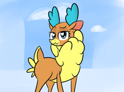 Size: 1490x1105 | Tagged: safe, artist:artiks, derpibooru import, velvet reindeer, deer, reindeer, them's fightin' herds, atg 2018, community related, female, heart eyes, newbie artist training grounds, solo, wingding eyes