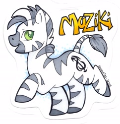 Size: 2351x2431 | Tagged: safe, oc, oc only, oc:muziki, zebra, badge, solo, zebra oc